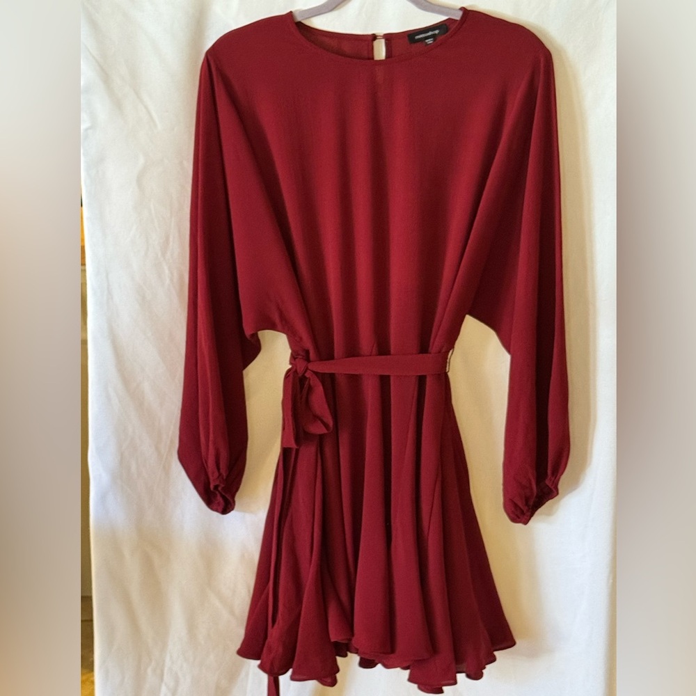 Mittoshop. Burgundy/Crimson. Batwing tie wasted Dress size S